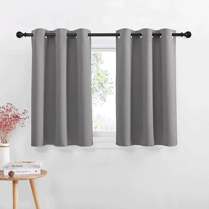 NICETOWN Small Curtain for Half Window, Blackout Short Window Treatment Curtains Solid Grommet Drapers for Bathroom/Living Room, 42" Wide x 36" Long 1.2 inches Header, Silver Grey, 1 Pair