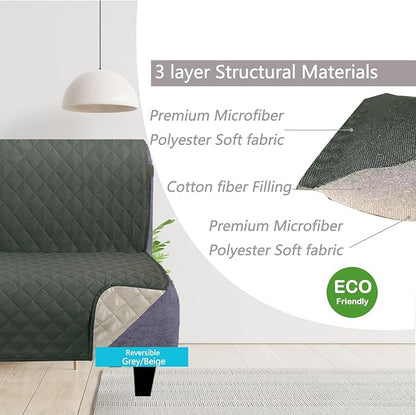 U-NICE HOME Futon Sofa Covers Reversible Sofa Slipcover Armless Cover Furniture Protector Couch Cover Water Resistant (Futon, Grey/Beige)