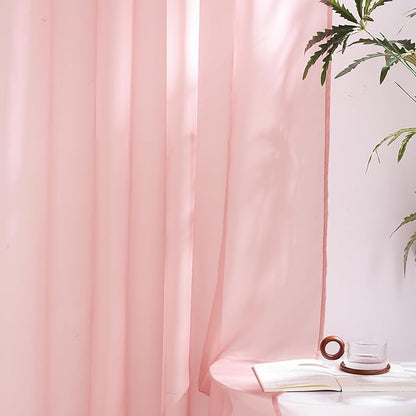 NICETOWN Voile Sheer Baby Pink Curtains for Girls Room, Grommet Light Filtering Sheer Window Treatments Airy & Elegant for Nursery/Bedroom, 2 Panels, W54 x L84