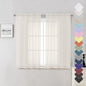 Lecloud Short Sheer Curtains 54 Inches Length 2 Panels, Light Filtering Voile Curtain Drapes for Half Window Kitchen Bedroom, Basic Rod Pocket Living Room Sheer Curtains, 40Wx54L Inches, Ivory