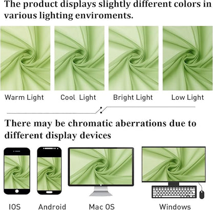Lecloud Lime Sheer Curtains for Living Room 54 Inch Length 2 Pcs, Solid Color Voile Rod Pockets Lightweight Drapes, Vintage Airy Farmhouse Curtains for Bedroom Dining Room, Each Panel 42" W x 54" L