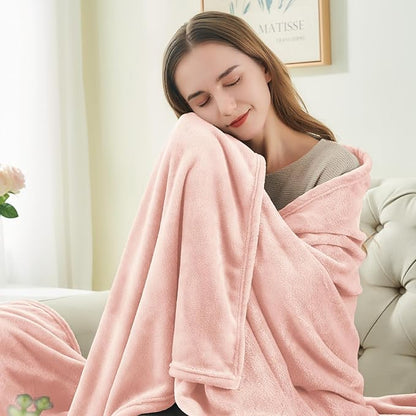 BEDELITE Fleece Blanket Twin Size Pink Morn Throw Blankets for Couch & Bed, Luxury Plush Cozy Fuzzy Blanket 60x80 inches, Super Soft Warm Lightweight Throw Blanket for Travel Camping
