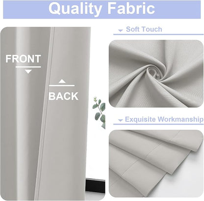 Simplebrand Ava Natural Blackout Curtains for Patio 108 Inches Long 2 Panels Set, Solid Thermal Insulated Room Darkening Rod Pocket Window Treatment Curtains Blackout Drapes, W50 x L108 Inch, Natural