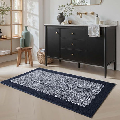 48x24 Long Bathroom Rugs Washable Non Slip, Dark Blue Bath Mat for Bathroom Floor Tub, Soft Absorbent Quick Dry Mats for Shower,Bathtub,Home Decor