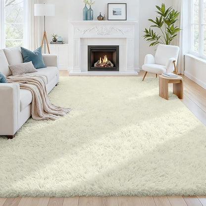 6x9 Area Rugs for Living Room Rug: Soft Fluffy Shag Cream White Rugs for Bedroom, Non-Slip Large Fuzzy Plush Rug Indoor Floor Carpet for Nursery Kids Boys Girl Room, Dorms, Playroom, Modern Home Decor