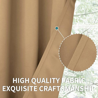 BGment Blackout Curtains - Grommet Thermal Insulated Room Darkening Bedroom and Living Room Curtains, Set of 2 Curtain Panels (38 x 54 Inch, Khaki)
