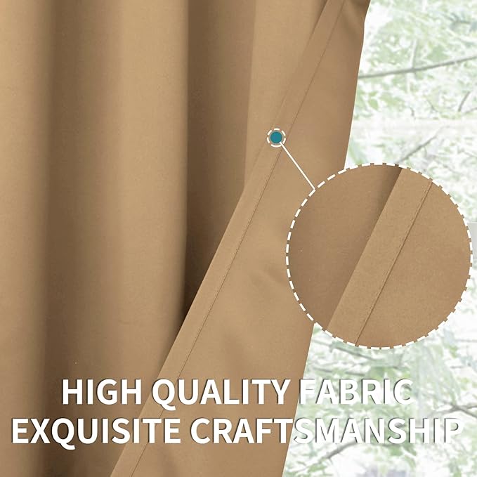 BGment Blackout Curtains for Living Room - Grommet Thermal Insulated Room Darkening Curtains for Bedroom, 2 Panels of 42 x 84 Inch, Khaki