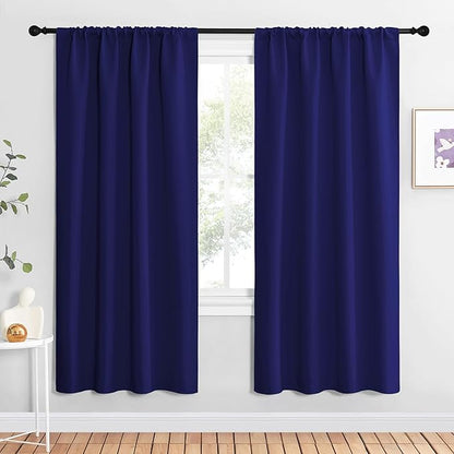 NICETOWN Blackout Curtains for Living Curtains, Navy Blue, 2 Panels, 42 by 72, Room Darkening Window Curtain Panels, Easy-Care Solid Thermal Insulated Draperies/Drapes for Daughter Room