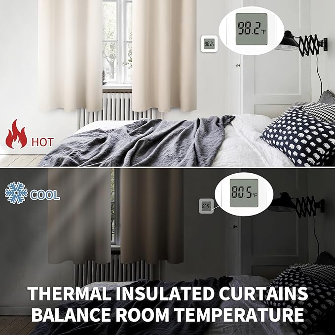 BGment Blackout Curtains - Grommet Thermal Insulated Room Darkening Bedroom and Living Room Curtains, Set of 2 Panels (46 x 63 Inch, Champagne)