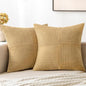 MIULEE Khaki Decorative Throw Pillow Covers 18x18 Inch for Couch Bed Sofa Pack of 2 Boho Farmhouse Throw Pillows Soft Cross Corduroy Patchwork Textured Cushion Cases