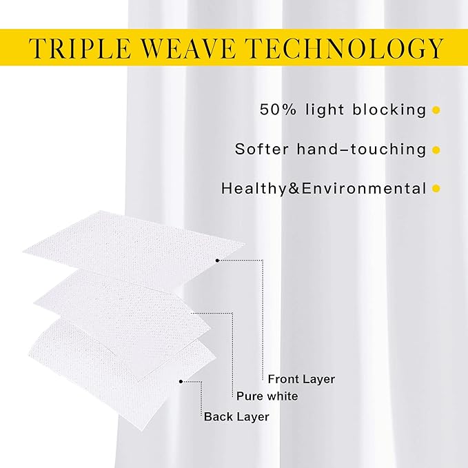 NICETOWN White Room Darkening Curtain Panels - Thermal Insulated Grommet 50% Room Darkening Window Drapes and Curtains for Bedroom/Basement (Set of 2, W37 x L54)