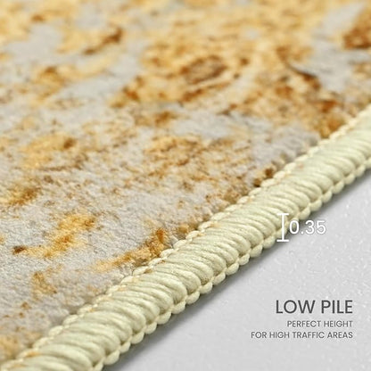 2x6 Rug Runners for Hallways Kitchen Runner Rug Non Slip Washable Long Runner Rugs with Rubber Backing Soft Abstract Carpet Runner for Hallways, Kitchen, Bathroom, Entryway (Orange, Silver & Gray)