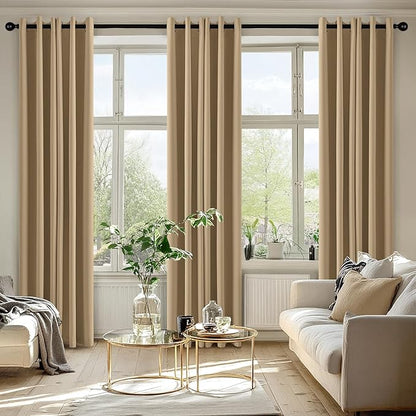 MIULEE Taupe Brown Blackout Curtains for Bedroom Living Room 84 Inches Long 2 Panels, Thermal Insulated Room Darkening Drapes Solid Grommet Noise Reduction Light Blocking Window Treatments 40x84 Inch