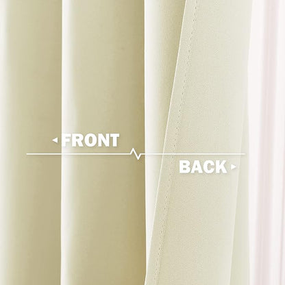 NICETOWN Classroom Window Cover, Blackout Curtains for RV Camper Windows, Thermal Insulating Short Curtains & Drapes for Bathroom Basement Kitchen Door, W42 x L36 inch, Beige, 2 Panels