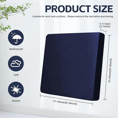 8Pcs Outdoor Cushion Covers, Patio Cushion Covers,Stretch Elastic Slipcovers, Replacement Washable & Reusable Furniture Protector for Patio Couch (Navy Blue,Cover Only)