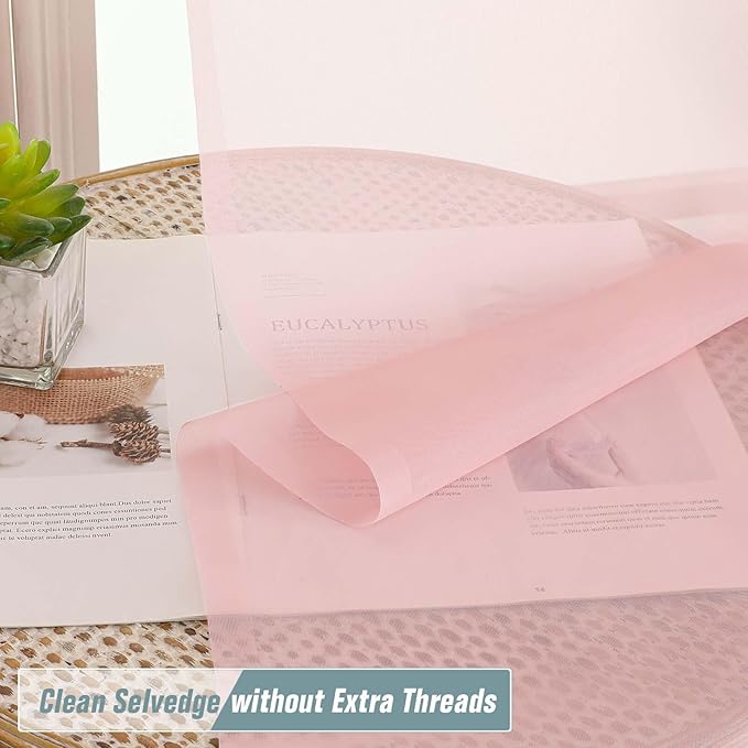 Blush Sheer Curtains for Window 72 inches Long 2 Panels Set, Soft Airy Modern Light Filtering Sheer Curtains for Living Room Bedroom, Dual Rod Pocket Solid Window Drapes, 2x42Wx72L inches