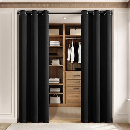 MIULEE Blackout Door Curtain Set of 2, 34 x 80 Inch Black Thermal Insulated Room Divider Drapes with Grommet Top for Privacy Cover, Living Room, Bedroom, Closet & Temporary Doorway
