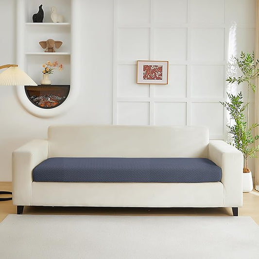 Couch Cushion Covers for Sofa Couch Covers Wear-Resistant Universal Sofa Cover Washable Stretch for Sectional Slipcovers (Texture-Gray Blue,Large Triple Seat Cover)
