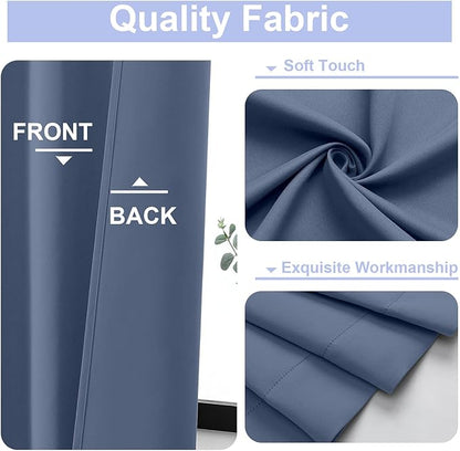 Simplebrand Ava Denim Blackout Curtains for Bedroom 84 Inch Length 2 Panels Set, Solid Thermal Insulated Privacy Living Room Window Treatment Curtains Blackout Drapes, W50 x L84 Inch, Denim
