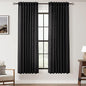 Black Linen Curtains 63 inches Long for Bedroom Back Tab Light Filtering Privacy Semi Sheer Black Curtains Living Room Boho Rustic Farmhouse Cotton Textured Gauze Curtain 2 Panel Set