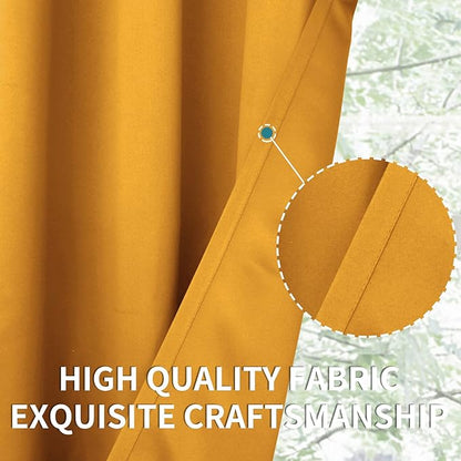 BGment Room Darkening Curtains 63 Inches Long - Grommet Thermal Insulated Drapes Window Treatment Curtains for Bedroom, 2 Panels, 42 x 63 Inch, Mustard Yellow