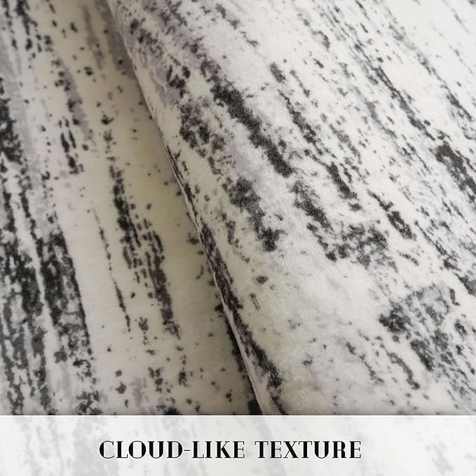 Lansny Modern Abstract Hallway Runner Rug, White Black Grey Taupe Washable Kitchen Runner Non-Slip Soft 2x8 Runner Rug Thin Print Faux Wool Carpet for Entryway Bedroom Laundry Room Indoor Home Decor