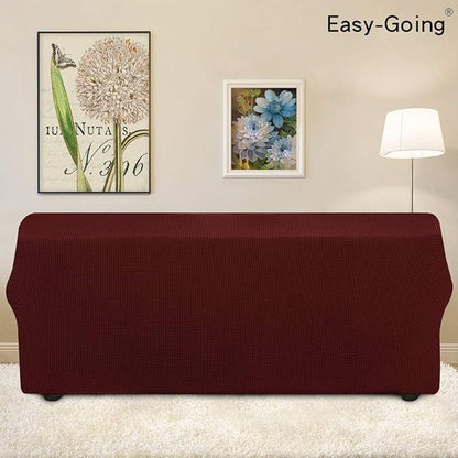 Easy-Going Stretch 4 Seater Sofa Slipcover 1-Piece Sofa Cover Furniture Protector Couch Soft with Elastic Bottom for Kids, Polyester Spandex Jacquard Fabric Small Checks Wine