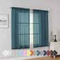 Simplebrand Dusty Blue Short Sheer Curtains 45 Inch Length for Small Windows, Rod Pocket 2 Panels Set Solid Voile Drapes Window Sheer Curtains for Bedroom Bathroom Kids Room Kitchen, 42x45 Inch, 2pcs