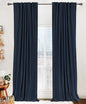 100% Blackout Shield Linen Blackout Curtains for Bedroom 90 Inches Long, Back Tab/Rod Pocket Living Room Drapes, Thermal Insulated Blackout Curtains 2 Panels Set, 50" W x 90" L, Navy