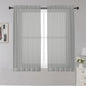 OWENIE Sheer Curtains Grey 45 Inches Long, Light Filtering Tiers for Kitchen, Basement, Bedroom, Short Panels Rod Pocket 2 Panels, Cafe Small Window, 42" W x 45" L