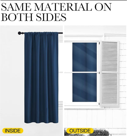 NICETOWN Blackout Curtains for Living Curtains, Moroccan Blue, Set of 2, 52 by 63 Inch, Window Treatment Blackout Curtain Panels, Home Decor Thermal Insulated Solid Drapes for Bedroom
