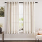 Beige Linen Textured Curtains 2 Panels Set 60 Inches Long for Living Room Bedroom Short Semi Sheer Light Filtering Back Tab Rod Pocket Drapes Half Privacy Protected Curtain for Farmhouse W52xL60