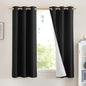 NICETOWN Vintage Open Linen Weave Flax Thermal Curtains, 100% Blackout Curtains 63 inches Long for Dining Room, Soundproof Window Treatment Drapes for Cupboard, Black, 42" Wide Per Panel, Set of 2