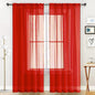 SpaceDresser Basic Rod Pocket Sheer Voile Window Curtain Panels White 1 Pair 2 Panels 70 Width 96 Inch Long for Kitchen Bedroom Children Living Room Yard(Red,70 W x 96 L)