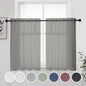 OWENIE Short Grey Sheer Curtains 36 Inches 2 Panels Set - Light Filtering Kitchen Tiers Rod Pocket Voile Cafe Curtains for Kitchen Bathroom Small Half Window, 42 in W x 36 in L, Grey