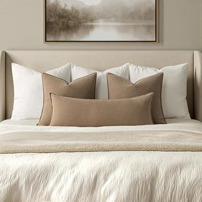 MIULEE Decorative Long Lumbar Throw Pillow Cover for Bed 14x36 Khaki Boho Farmhouse Neutral Couch Pillowcase Pack of 1 Accent Modern Sofa Cushion Livingroom Home Decor (Covers Only)