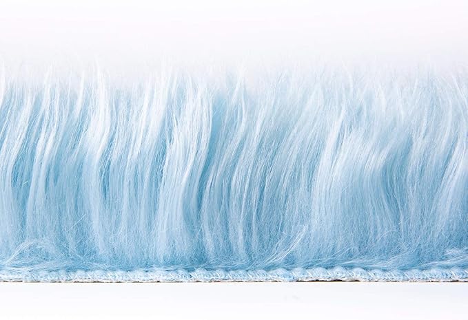 Ashler faux fur rug, Fluffy Shaggy Area Rug Ultra Soft 2.2 x 4 Feet Rectangle Fur Rug, Light Blue Fuzzy Rug Machine Washable Shag Rug, Nursery Decor Throw Rugs for Bedroom, kids room, Living Room