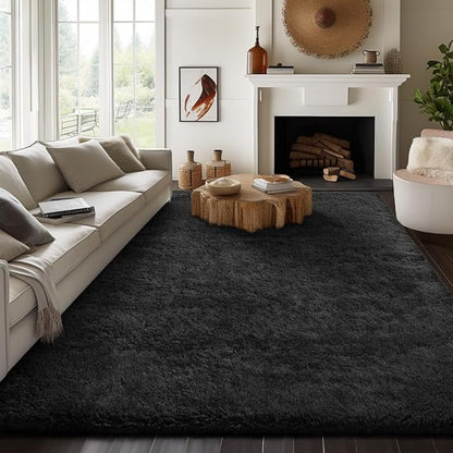 Ophanie 7x9 Black Rugs for Living Room, LargeFluffy Shag Fuzzy Plush Soft Living Room Area Rugs, Floor Shaggy Carpets for Bedroom, Carpet for Kids Boys Girls Dorm Nursery Home Decor Aesthetic