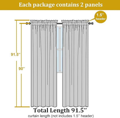OWENIE Lime Sheer Curtains for Bedroom Living Room 90 Inches Long, Elegant Solid Light Filtering Window Curtain Panles, Modern Rod Pocket Lime Curtain, 2Pcs, Each 42" W x 90" L