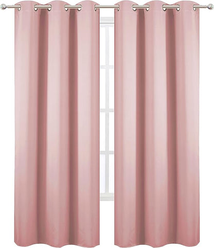 LEMOMO Pink Blackout Curtains/42 x 84 Inch/Set of Two Panels Grommet Bedroom Curtains