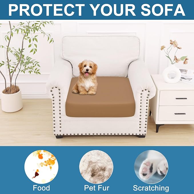 Smiry Printed Couch Cushion Covers, Stretch Soft Couch Covers for Sofa, Washable Non-Slip Sofa Slipcover Furniture Protector for Indoor and Outdoor (1 Pack, Camel)