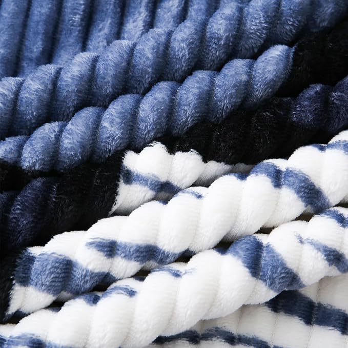 PU MEI Sherpa Blanket Fleece Throw Blanket Twin Plaid Thick Bed Blanket, Soft Warm Cozy Throw Blanket, 60”*80” Zebra-Blue