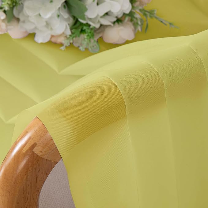 OVZME Sheer Curtains 63 inch Length 2 Panels Set for Bedroom Living Room, Soft Airy Elegant Light Filtering Sheer Curtains, Dual Rod Pocket Window Drapes, Each 42W x 63L Inches, Lemon