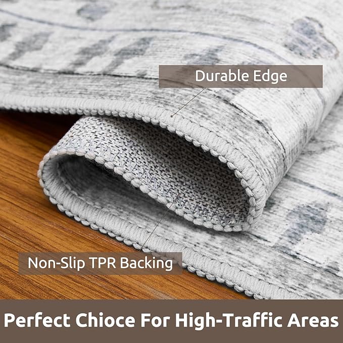 AMOAMI-8x10 Area Rugs-Boho Rugs for Living Room Machine Washable-3D Rugs for Bedroom-Non Slip Floor Rug-Moroccan Indoor Carpet for Bedroom Dining Room