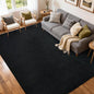 FinRèc 5x7 Washable Area Rugs for Bedroom Living Room, Low Pile Thin Rug Solid Color, Non-Slip Carpet Indoor for Home Decor (Pure Black)