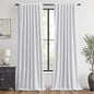 MIULEE 100% Blackout Linen Curtains for Bedroom, Grayish White Solid Luxury Decor Thermal Insulation Room Darkening Drapes for Living Room Nursery Back Tab Rod Pocket 42 x 96 Inches, 2 Panels