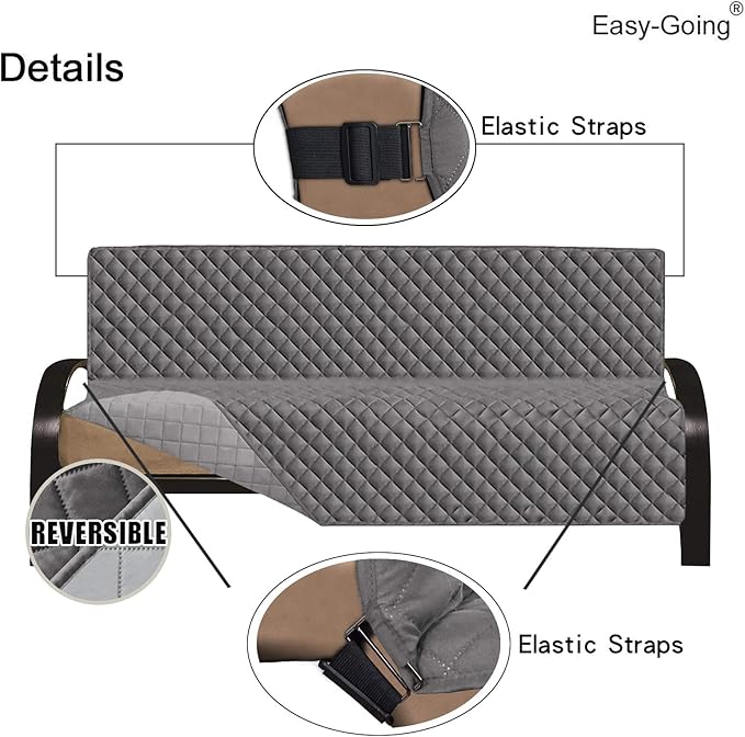 Easy-Going Futon Sofa Slipcover Reversible Sofa Cover Armless Cover Furniture Protector Couch Cover Water Resistant Pets, Kids, Children, Dog, Cat Gray/Light Gray