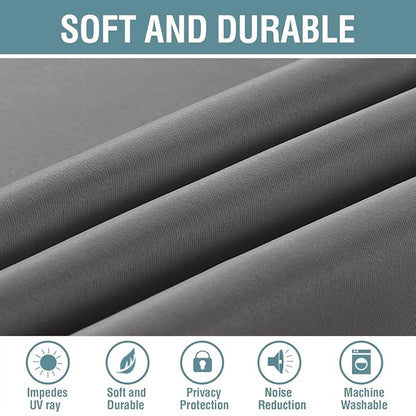 H.VERSAILTEX Blackout Curtain for Living Room Thermal Insulated Window Treatment Curtain Extra Long 108 inch Length Energy Saving Solid Grommet Top Blackout Drape, One Panel, Bluish Gray，52"W x 108"L