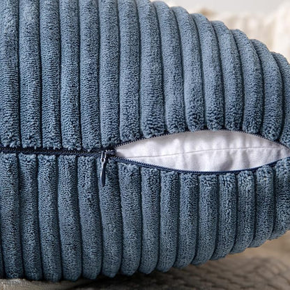 MIULEE Blue Decorative Throw Pillow Covers 18x18 Inch for Couch Bed Sofa Pack of 2 Boho Farmhouse Throw Pillows Soft Cross Corduroy Patchwork Textured Cushion Cases