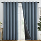 SimpleHome 100% Blackout Curtains for Bedroom,Thermal Insulated Stone Blue Grommet Window Drapes Room Darkening Curtains for Living Room with Black Back,62 x 84 Inch,2 Panels
